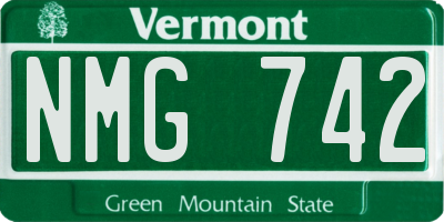VT license plate NMG742