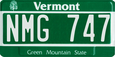 VT license plate NMG747