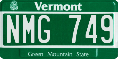 VT license plate NMG749