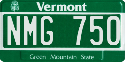 VT license plate NMG750