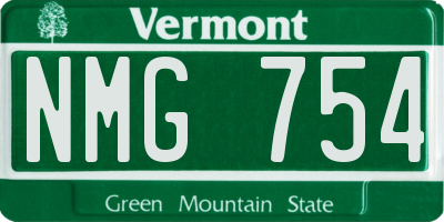 VT license plate NMG754