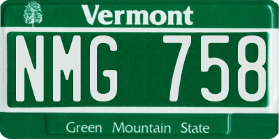 VT license plate NMG758