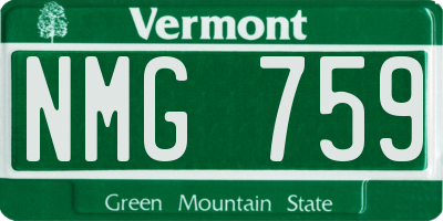 VT license plate NMG759