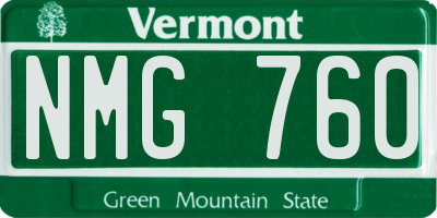VT license plate NMG760