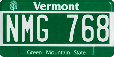 VT license plate NMG768