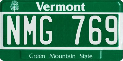 VT license plate NMG769