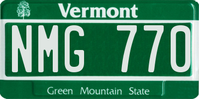 VT license plate NMG770