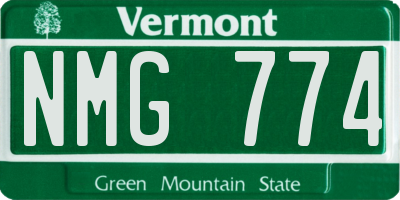 VT license plate NMG774