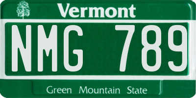 VT license plate NMG789