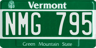 VT license plate NMG795