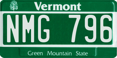 VT license plate NMG796