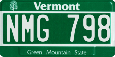 VT license plate NMG798