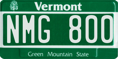 VT license plate NMG800