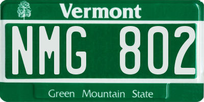 VT license plate NMG802
