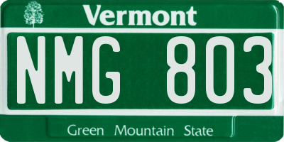 VT license plate NMG803