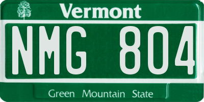 VT license plate NMG804