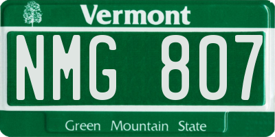 VT license plate NMG807