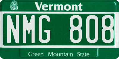 VT license plate NMG808