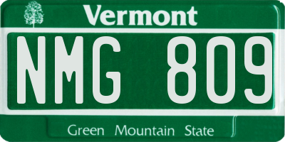 VT license plate NMG809
