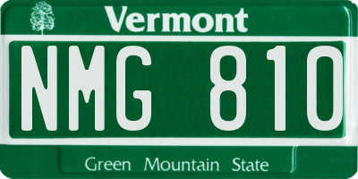 VT license plate NMG810
