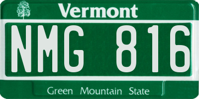 VT license plate NMG816