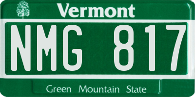 VT license plate NMG817