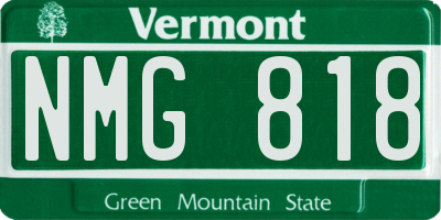VT license plate NMG818