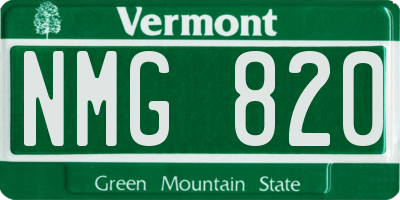 VT license plate NMG820