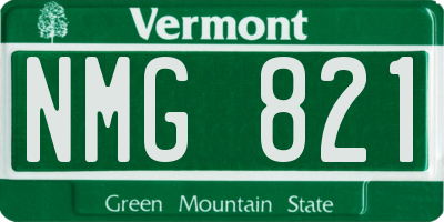 VT license plate NMG821