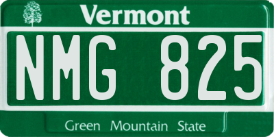VT license plate NMG825