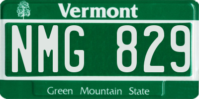 VT license plate NMG829