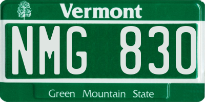 VT license plate NMG830