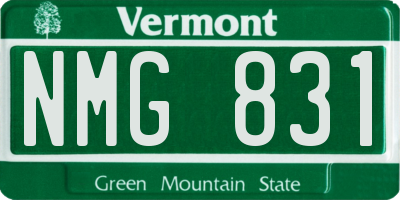 VT license plate NMG831