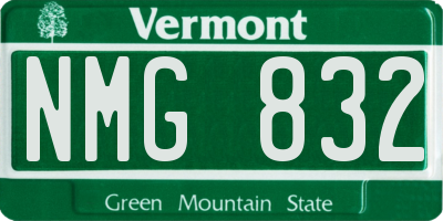 VT license plate NMG832