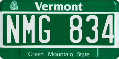 VT license plate NMG834