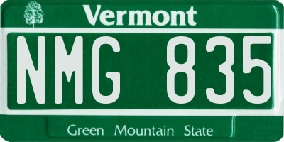 VT license plate NMG835