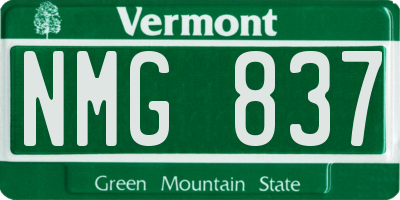 VT license plate NMG837