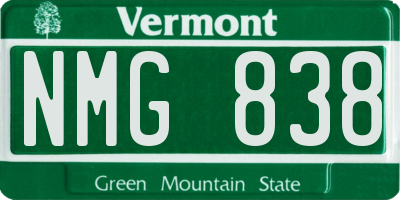 VT license plate NMG838