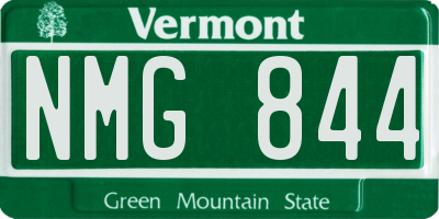 VT license plate NMG844