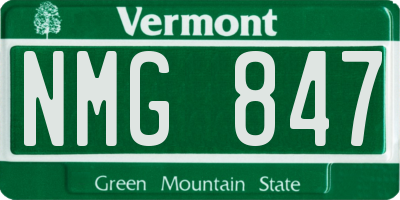 VT license plate NMG847