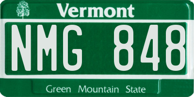 VT license plate NMG848