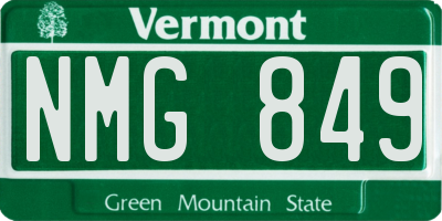 VT license plate NMG849
