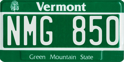 VT license plate NMG850