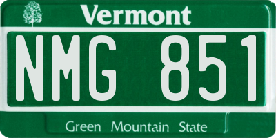 VT license plate NMG851