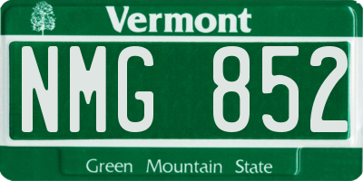 VT license plate NMG852