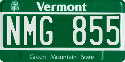 VT license plate NMG855