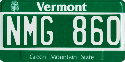 VT license plate NMG860