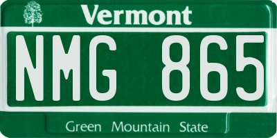 VT license plate NMG865