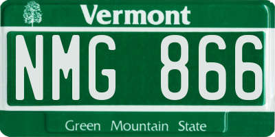 VT license plate NMG866