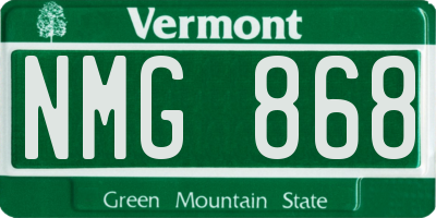 VT license plate NMG868